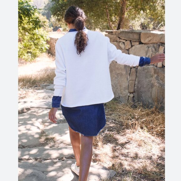 Frank & Eileen Anna Long Sleeve Capelet Triple Fleece Sweatshirt Size: S White - Picture 11 of 16